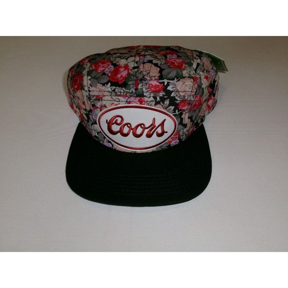 COORS BEER FLORAL BEACH HAWAII SNAPBACK Y2K 00s HAT CAP VINTAGE DEADSTOCK M4